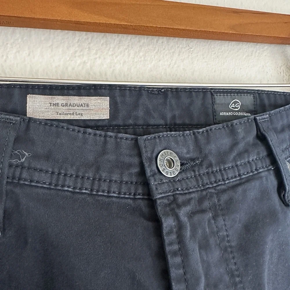 AG‎ Adriano Goldschmied The Graduate Pants Mens 36x34 Black Tailored Leg Sateen